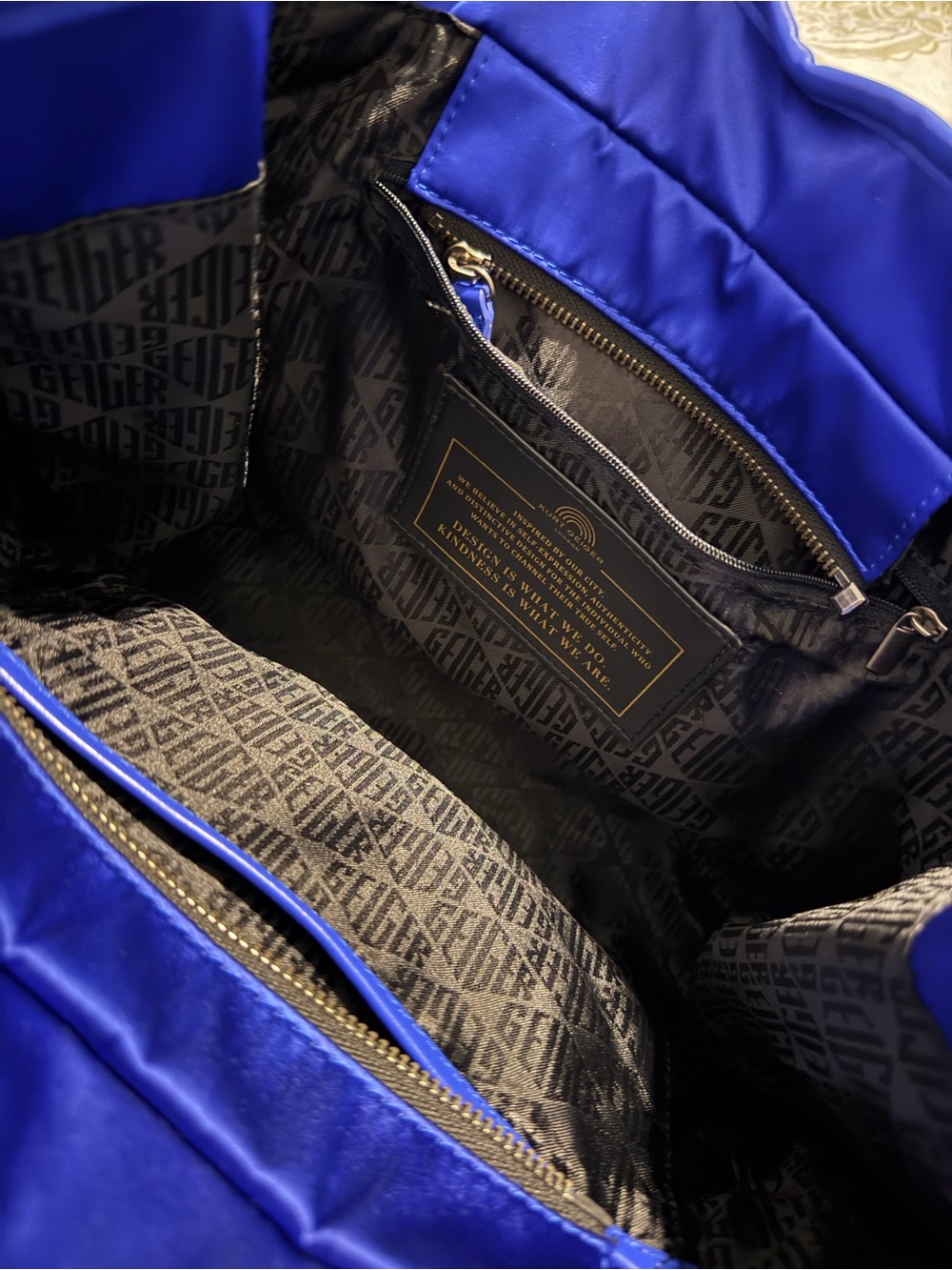 Kurt Geiger London Blue Quilted Eagle Tote Bag - Picture 2 of 5